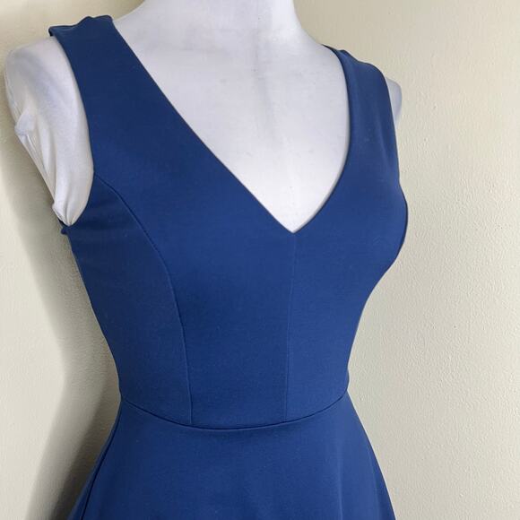 Lulus Bon Appetit Skater Dress XS Navy Fit & Flare A-Line V-Neck Ponte NEW Chic - Picture 4 of 11